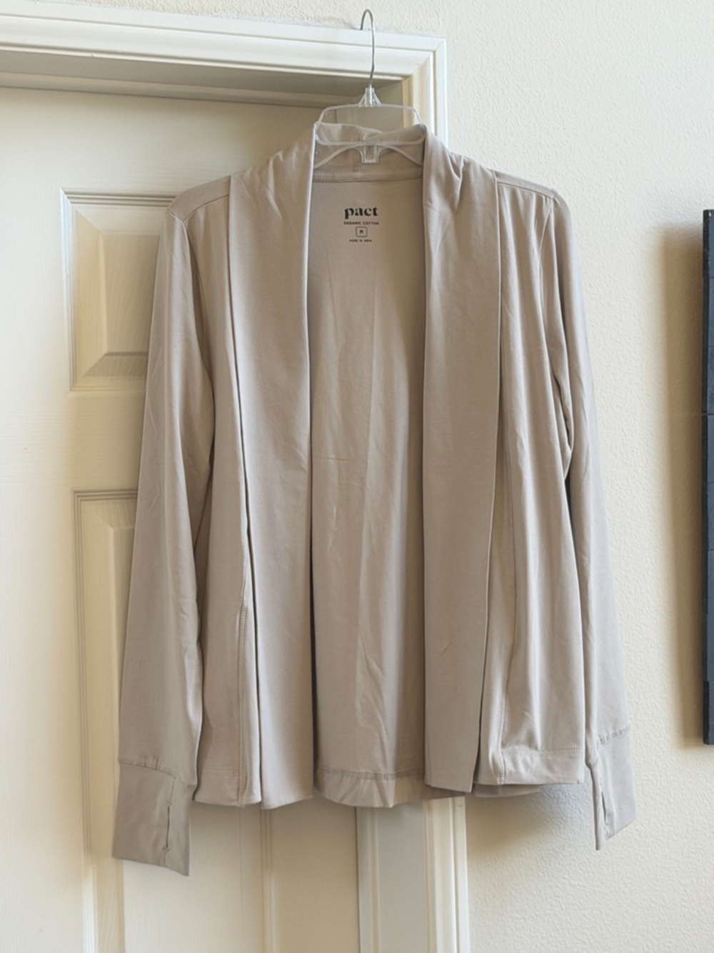 Pact Women's Open-Front Lightweight Organic Cotton Jacket - Light Beige